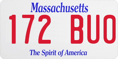 MA license plate 172BU0