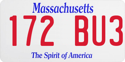 MA license plate 172BU3