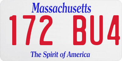 MA license plate 172BU4