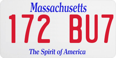 MA license plate 172BU7