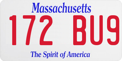MA license plate 172BU9