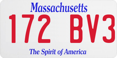 MA license plate 172BV3