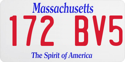 MA license plate 172BV5
