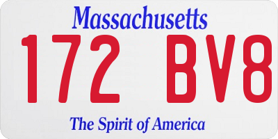 MA license plate 172BV8