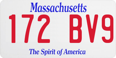 MA license plate 172BV9