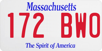 MA license plate 172BW0