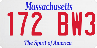 MA license plate 172BW3