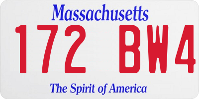 MA license plate 172BW4
