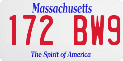 MA license plate 172BW9
