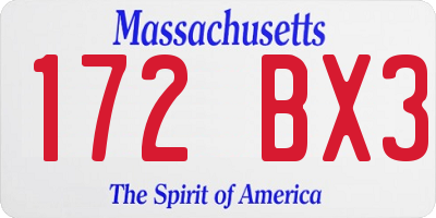 MA license plate 172BX3