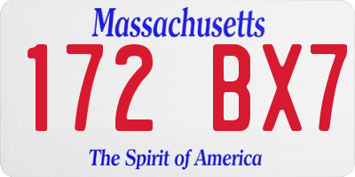MA license plate 172BX7