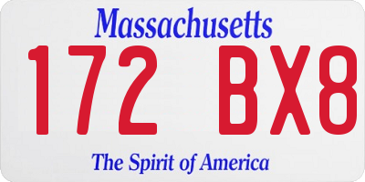 MA license plate 172BX8