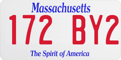 MA license plate 172BY2