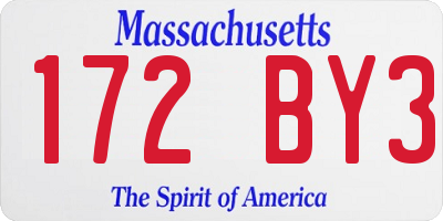 MA license plate 172BY3