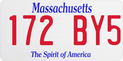 MA license plate 172BY5
