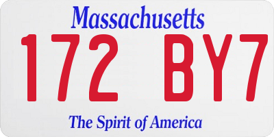 MA license plate 172BY7