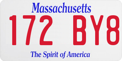 MA license plate 172BY8