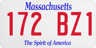 MA license plate 172BZ1