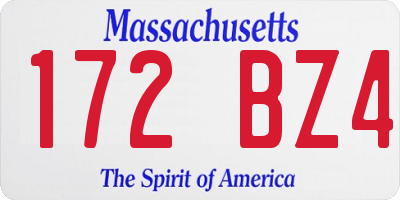MA license plate 172BZ4
