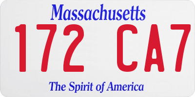 MA license plate 172CA7