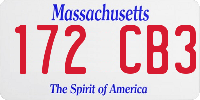 MA license plate 172CB3