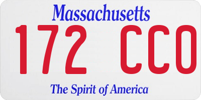 MA license plate 172CC0