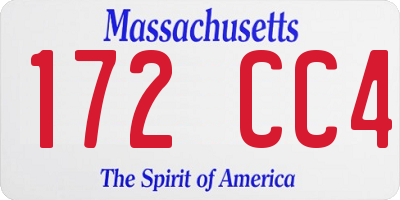 MA license plate 172CC4