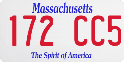 MA license plate 172CC5