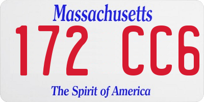 MA license plate 172CC6