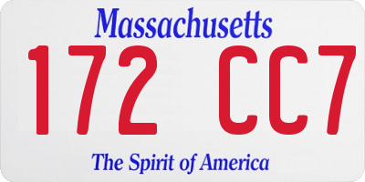 MA license plate 172CC7