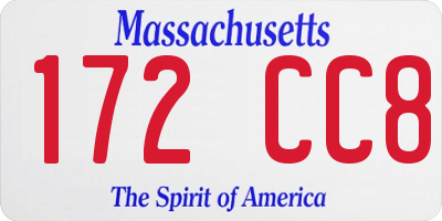MA license plate 172CC8