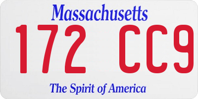 MA license plate 172CC9