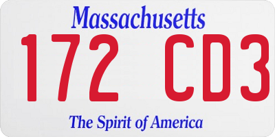 MA license plate 172CD3