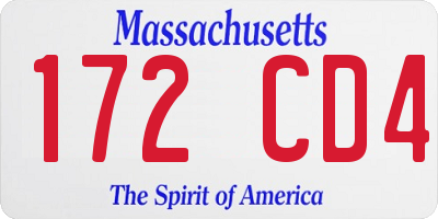 MA license plate 172CD4