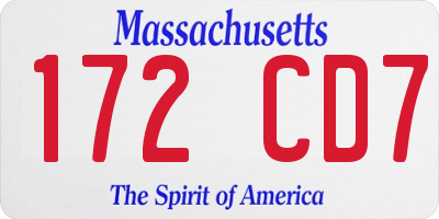MA license plate 172CD7