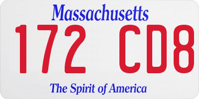 MA license plate 172CD8