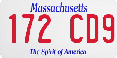 MA license plate 172CD9