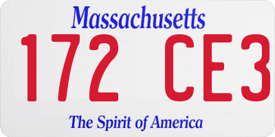 MA license plate 172CE3
