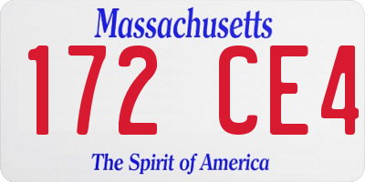 MA license plate 172CE4