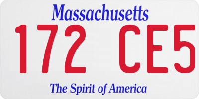 MA license plate 172CE5
