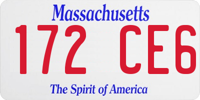 MA license plate 172CE6