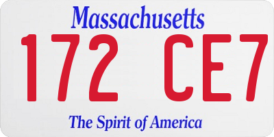 MA license plate 172CE7