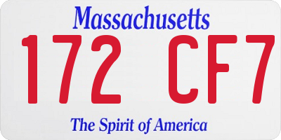 MA license plate 172CF7