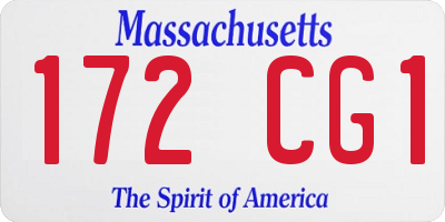 MA license plate 172CG1
