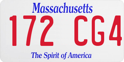 MA license plate 172CG4