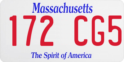 MA license plate 172CG5