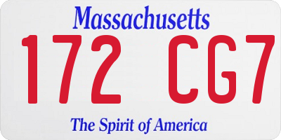 MA license plate 172CG7