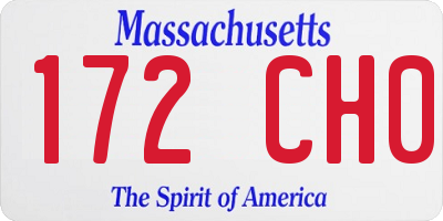 MA license plate 172CH0