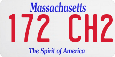 MA license plate 172CH2