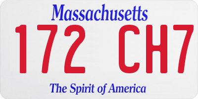 MA license plate 172CH7